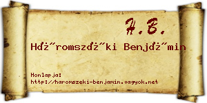 Háromszéki Benjámin névjegykártya