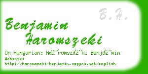 benjamin haromszeki business card